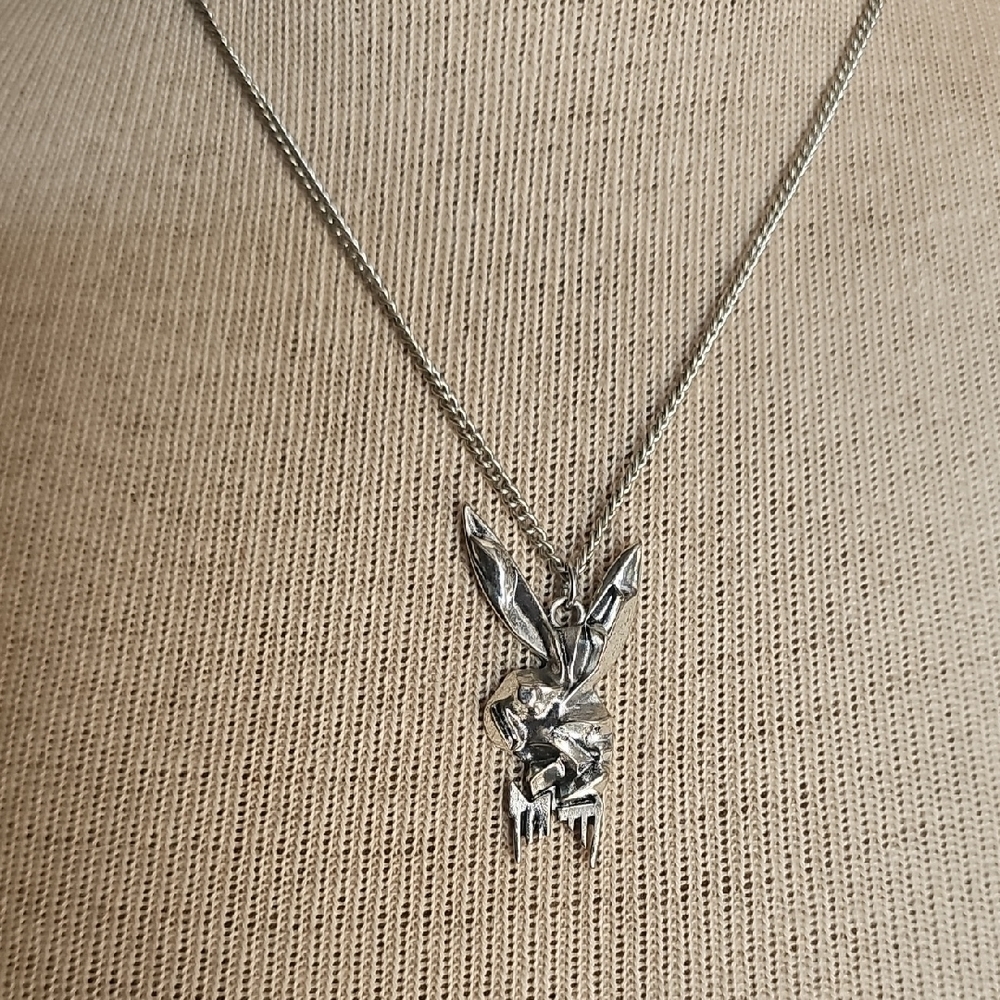Silver Bunny Pendant Necklace
